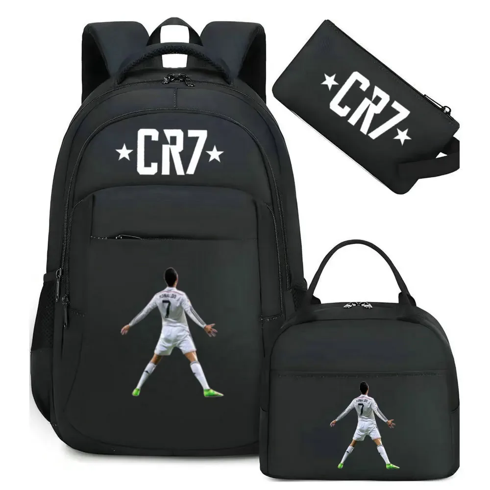 sac à dos pour ordinateur portable cr7, pour femmes et hommes, sacs à dos décontractés pour le sport et le football, sac à dos oxford pour femmes, sac d'école pour hommes, sac de voyage, mochilas 3 pièces