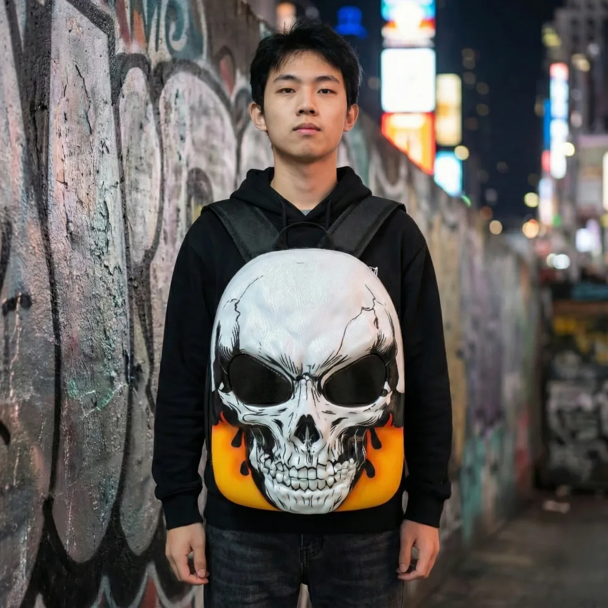sac à dos de moto à coque rigide avec crâne led 3d, avec yeux programmables, contrôle par application, sac à dos de chevalier étanche pour voyage et équitation