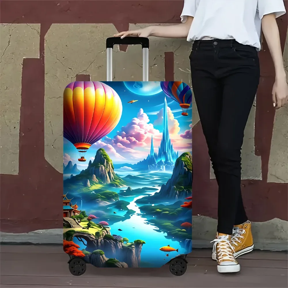 1 housse de bagage dreamscape pour bagages de 18 à 32 pouces ; un accessoire de voyage anti-poussière et résistant avec motif montgolfière