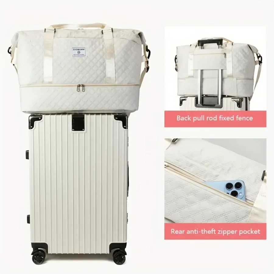 ensemble de 2 sacs polochons de voyage de grande capacité avec compartiment à chaussures et pochette à cosmétiques, sac de sport décontracté en nylon, sac de nuit pour week-end
