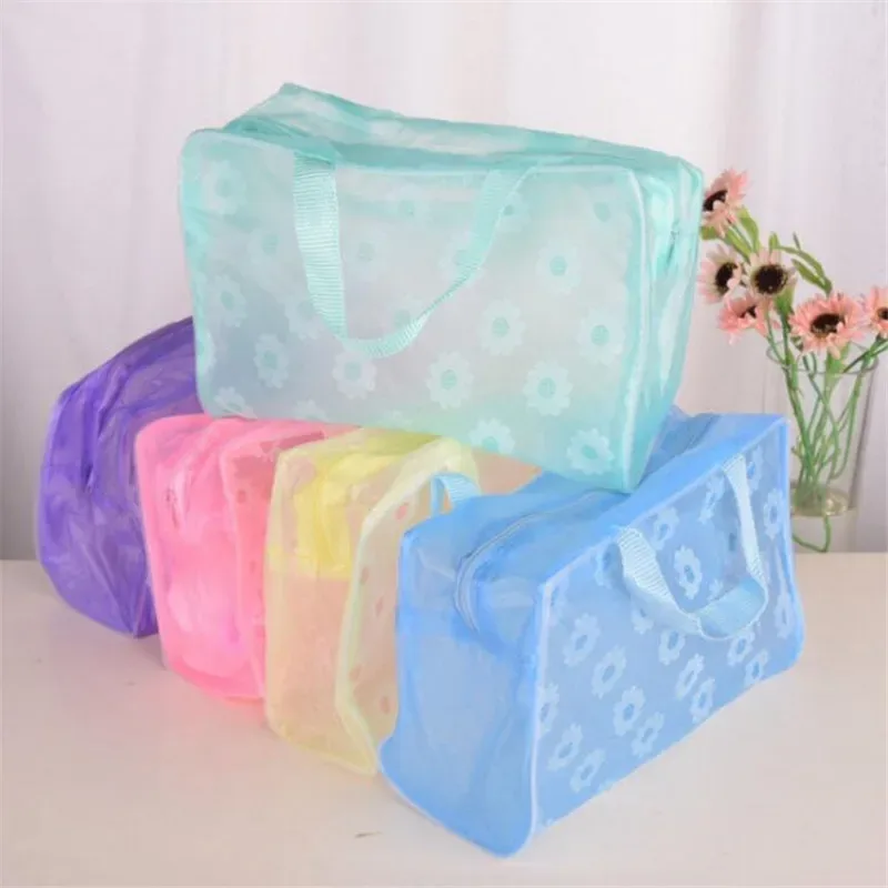 Sac à cosmétiques Transparent en PVC, 1 pièce, trousse de maquillage transparente pour femmes et filles, trousse de beauté étanche à fermeture éclair, trousse de toilette de voyage, sac à main