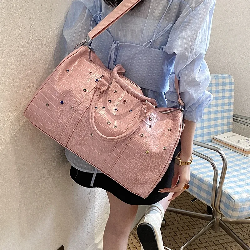 sac à main de voyage en cuir pu de haute qualité shining diamond, grande capacité, pour hommes et femmes, sacs à bandoulière, sacs de shopping