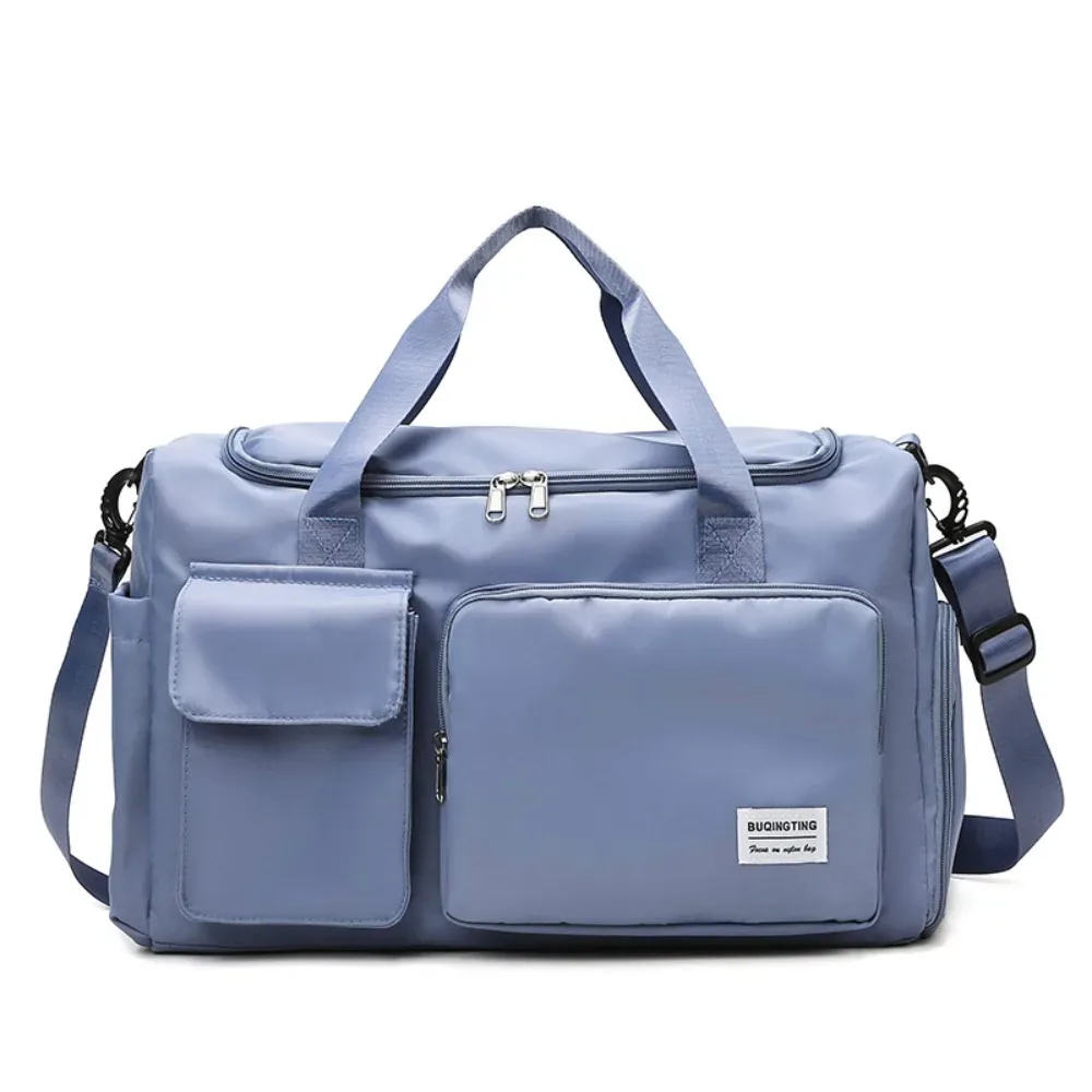 sac de voyage oxford robuste et pliable en nylon avec compartiment à chaussures, couleur unie, grande capacité, sac à main pour affaires