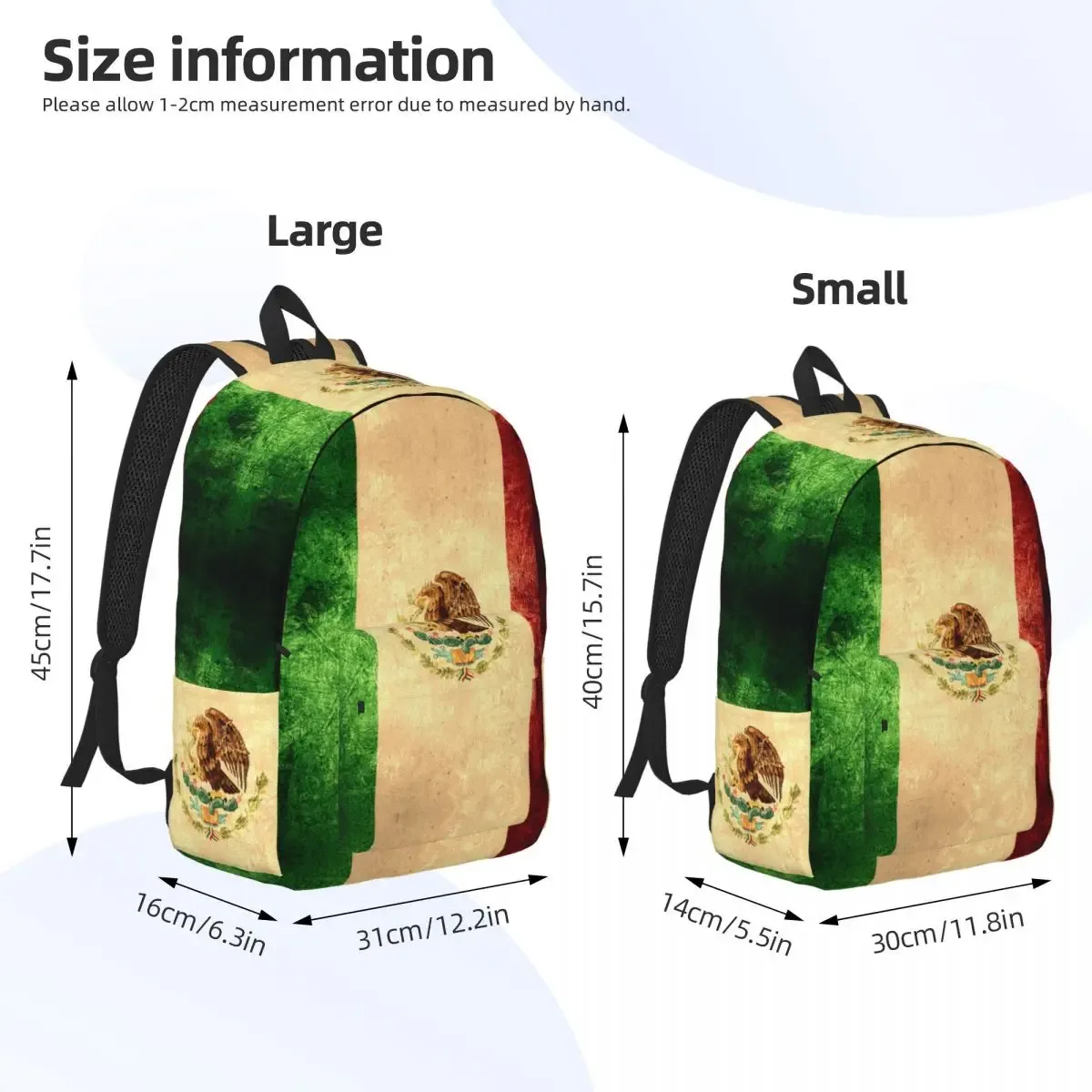sac à dos vintage drapeau du mexique pour hommes et femmes, sac à dos pour écoliers, grande capacité, pour ordinateur portable