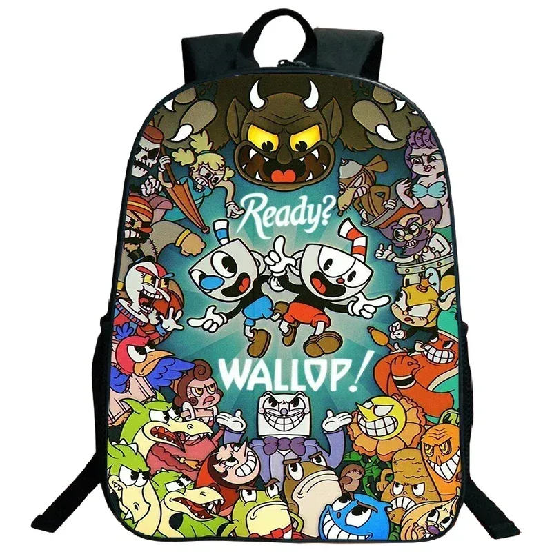 sacs de voyage, sacs d'école souples, sac à dos pour ordinateur portable, grande capacité, sac à dos imprimé cuphead pour garçons et filles, sac d'école cosplay pour étudiants