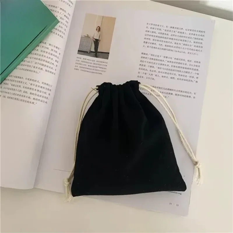 sac à cordon de couleur unie simple japonais pour femmes, pochette de rangement à cordon, sac de maquillage mignon, cadeau de noël, organisateur de bonbons et de bijoux