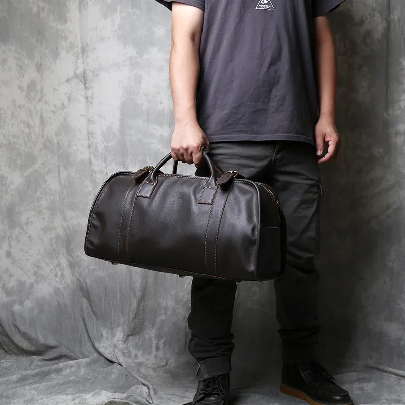 sac à bandoulière en cuir véritable pour homme, sac à main décontracté, cuir de vachette couche supérieure, grande capacité, voyage à courte distance