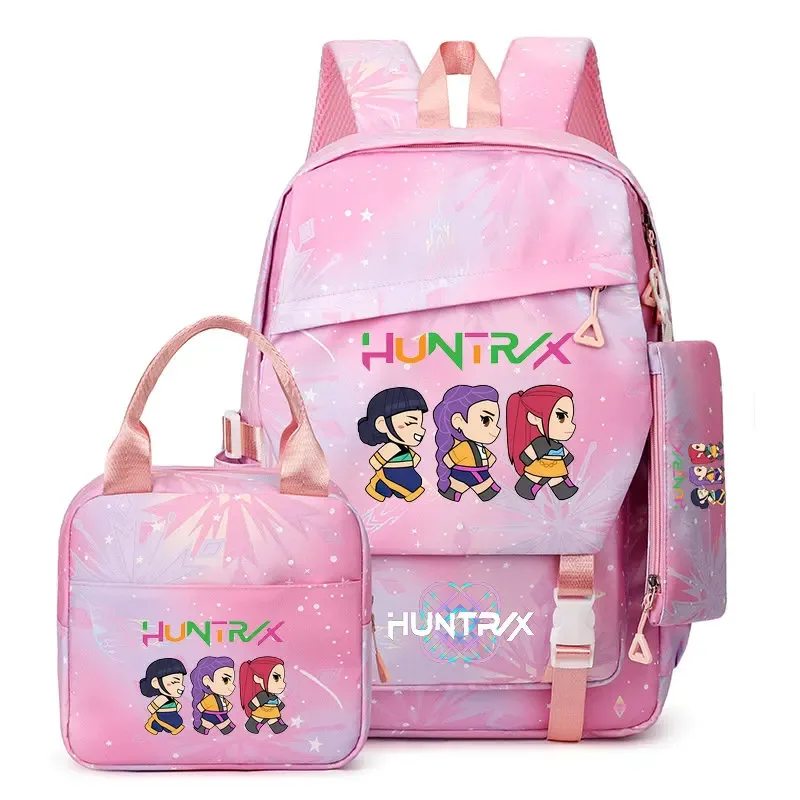 ensemble de sacs à dos kpop demon hunters avec sac à déjeuner et trousse à crayons, cartable pour garçons, sac à dos léger pour ordinateur portable, sacs de voyage