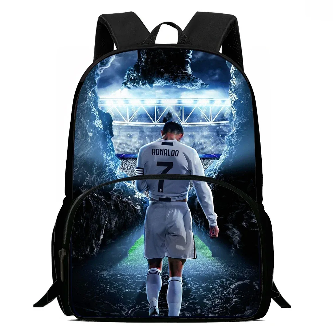 sac à dos imprimé football cr7 de haute qualité, sac de 15 pouces, grands sacs à dos pour ordinateur portable, cartable léger pour garçons et filles étudiants