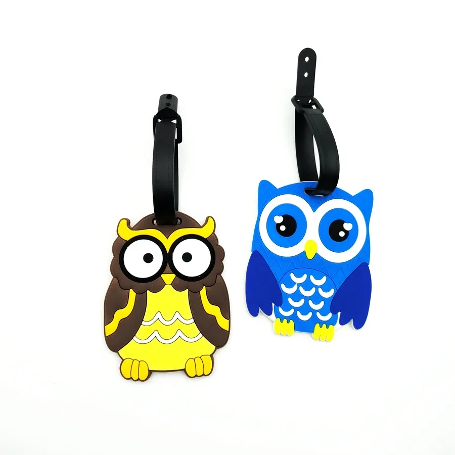 étiquette de bagage de hibou de conception mignonne pour les voyages d'affaires, identification anti-perte d'aéroport, essentielle pour sortir au travail, unisexe, 1pc, 2pcs