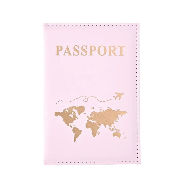 étui de passeport fin en pu avec carte du monde – indispensable pour les voyages et les croisières – porte-passeport portable pour tous les pays
