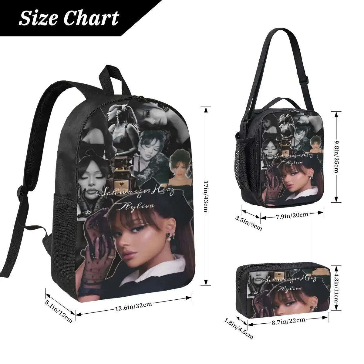 3 pièces Ayliva Singer Tour 2025 ensemble de sac à dos pour filles garçons boîtes à crayons ensembles de sacs à livres avec boîte à déjeuner pour les écoliers sac à dos