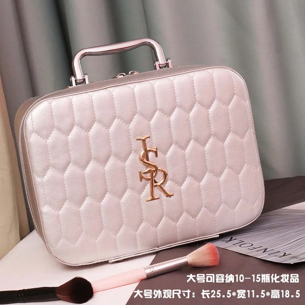 trousse de maquillage femme portable grande capacité nouvelle tendance instagram super populaire produit célébrité internet boîte de rangement valise en pu