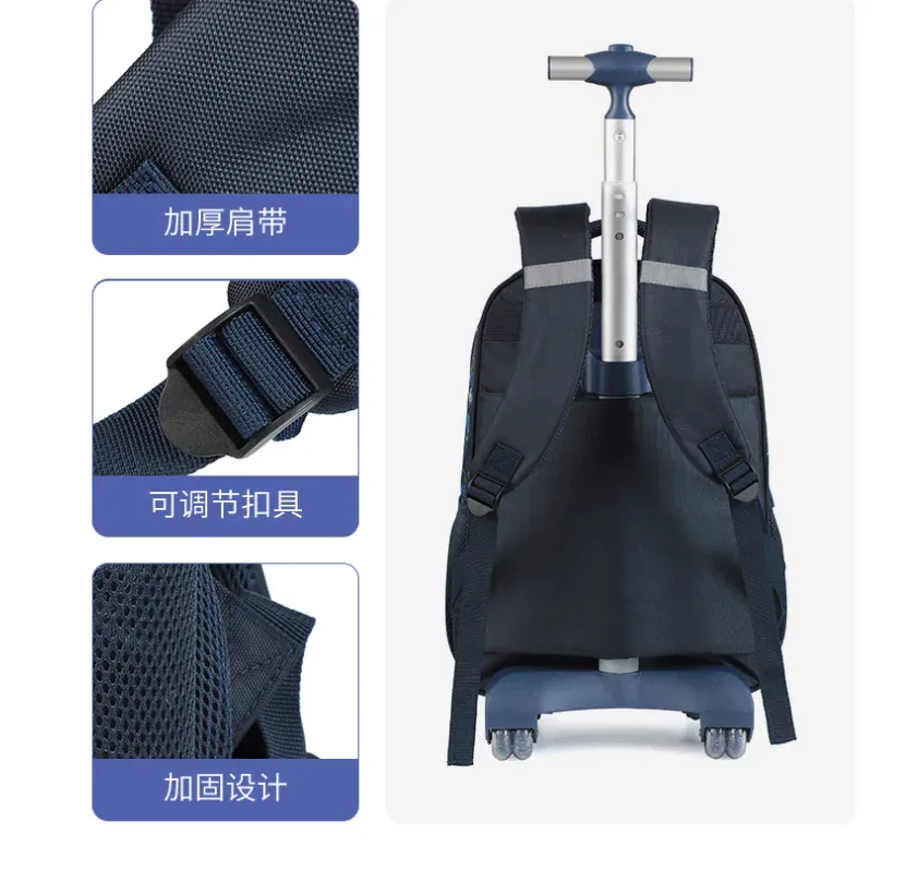 sacs à roulettes pour garçons, sac à dos d'école à roulettes avec roulettes pour garçons, ensemble de sacs à d