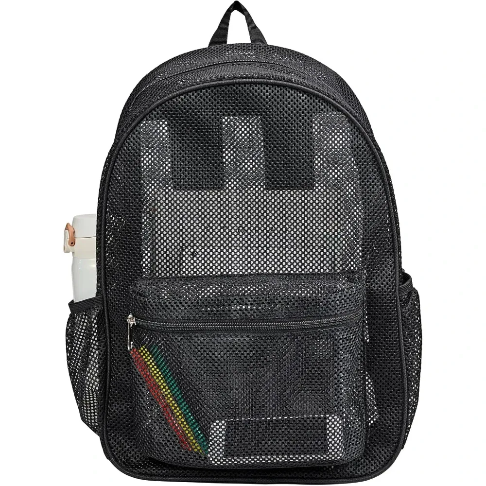 sac à dos en maille robuste, grand format, transparent, respirant, résistant aux déchirures, approuvé par l'école, sac de sécurité pour adolescents du lycée et salle de sport
