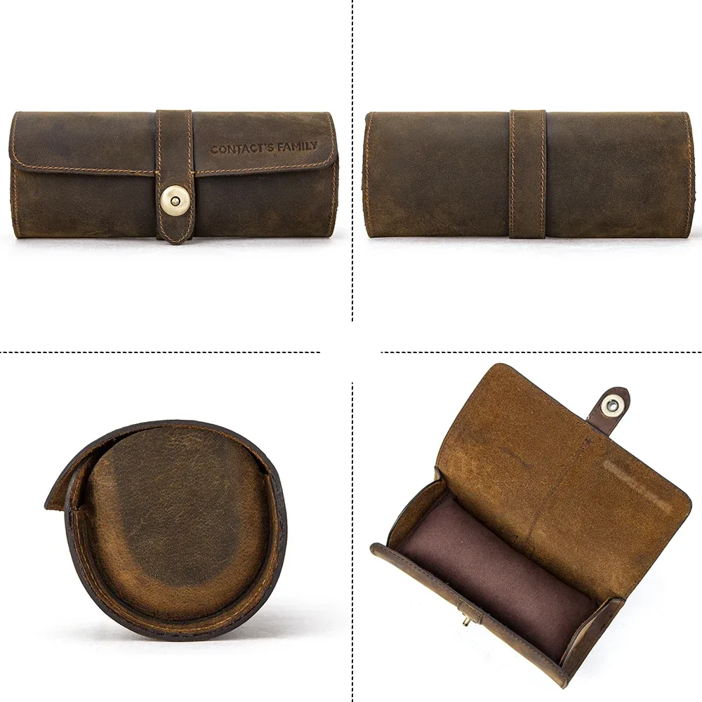 boîte à 3 fentes pour montre, fait à la main, rouleau de montre, étui de voyage, pochette pour montre-bracelet, 100% cuir de vache, organisateur coulissant, cadeaux