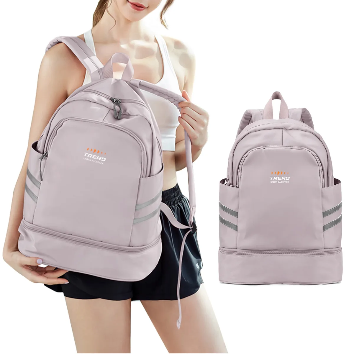 sac à dos de sport pour femmes avec compartiment à chaussures et poche humide, grand sac à dos de voyage léger, sac à dos de sport étanche