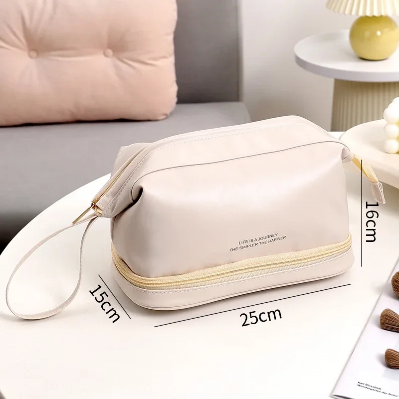 sacs à cosmétiques pour femmes, pochette de maquillage élégante en cuir pu, organisateur de produits de toilette de voyage, sac à main de rangement, fourre-tout de maquillage coréen