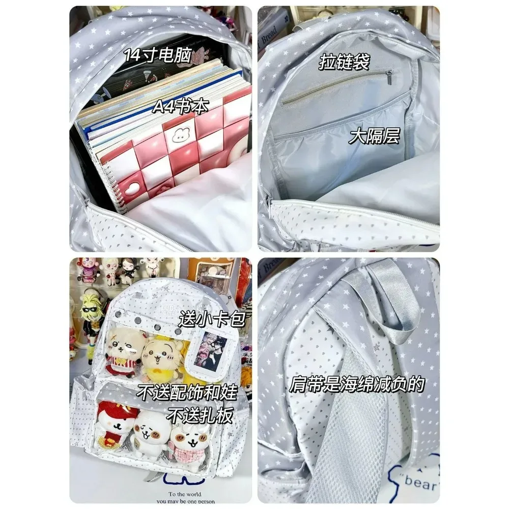 sac à dos polyvalent grande capacité harajuku y2k, motif pois mignon, style ulzzang ita bag, inspiré des expositions de bandes dessinées quotidiennes