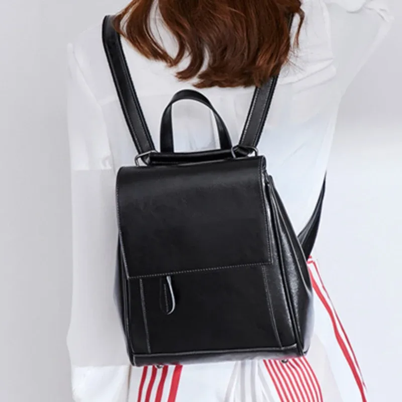 sac à dos en cuir véritable pour femmes, sacs à bandoulière, sacs d'école, sacs pour ordinateur portable, mode rétro, sacs à dos en cuir de vache ciré, sacs messagers pour femmes