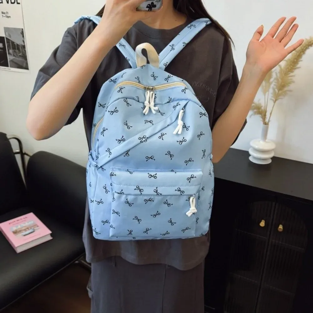 sac à dos en toile avec nœud, bretelles réglables, grande capacité, sac d'école pour étudiants, sac de rangement, sac à bandoulière de style japonais pour adolescents