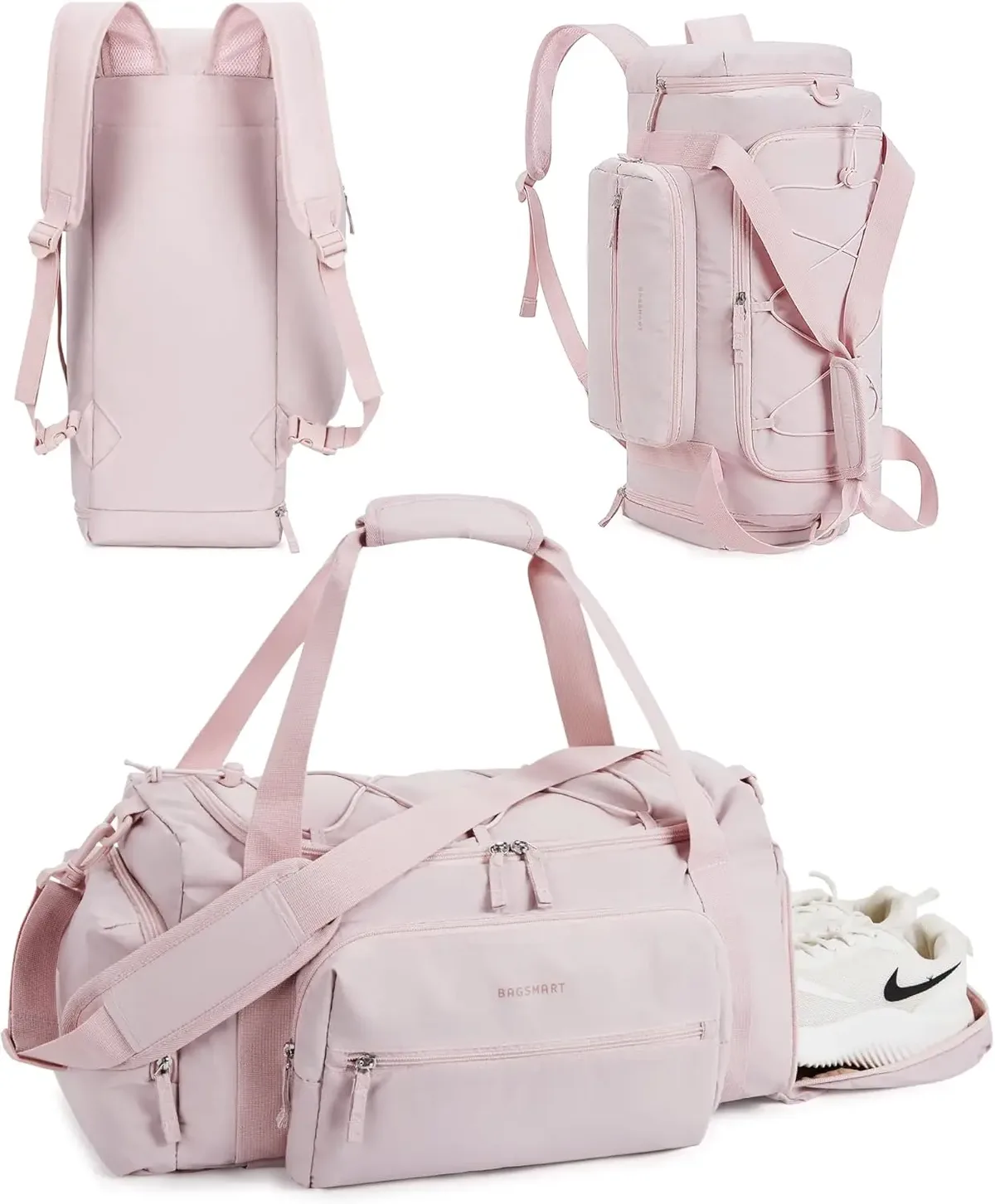 bagsmart sac de sport 4 en 1 pour femme et homme sac de sport léger tsa avec compartiment à chaussures et poche humide 30 l pour week-end