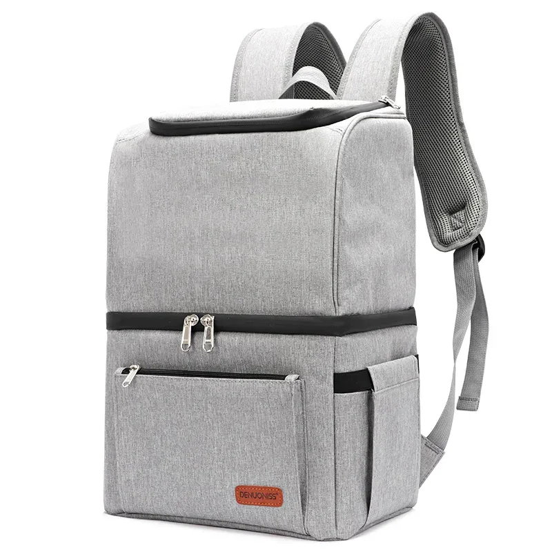 grand sac à dos isotherme doux double couche, sacs isothermes thermiques, réfrigérateur alimentaire, glace, bière, vin, sac de pique-nique, étui alimentaire, accessoires
