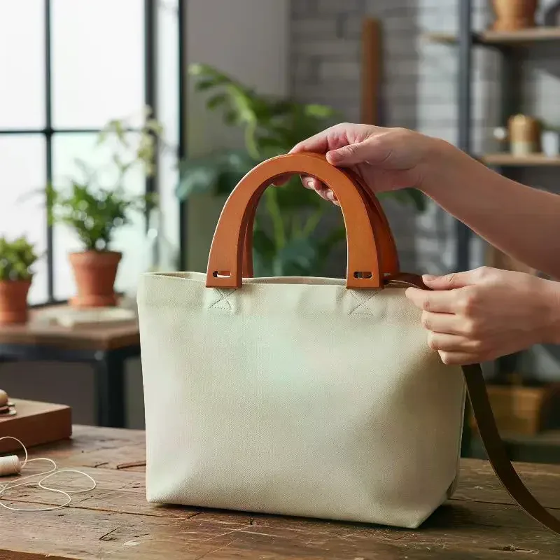poignée de sac en bois en forme de u, légère et robuste, remplacement diy pour sac fourre-tout au crochet, usage quotidien