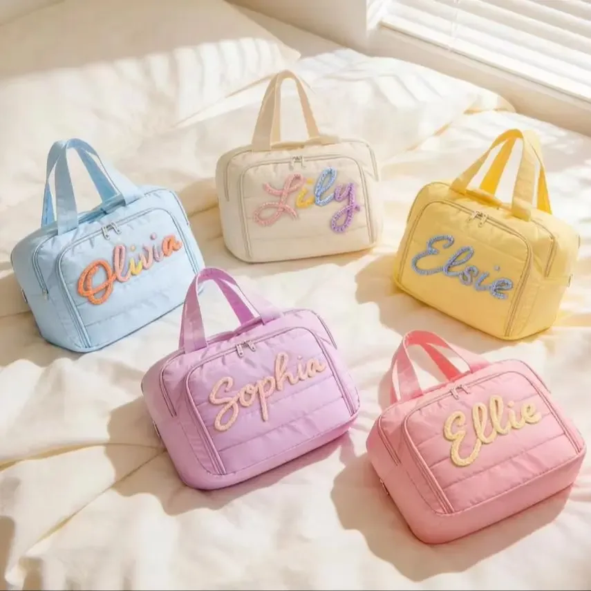 sac de toilette extensible et pliable personnalisé, sac de toilette de voyage personnalisé avec crochet de suspension, cadeau pour demoiselle d'honneur
