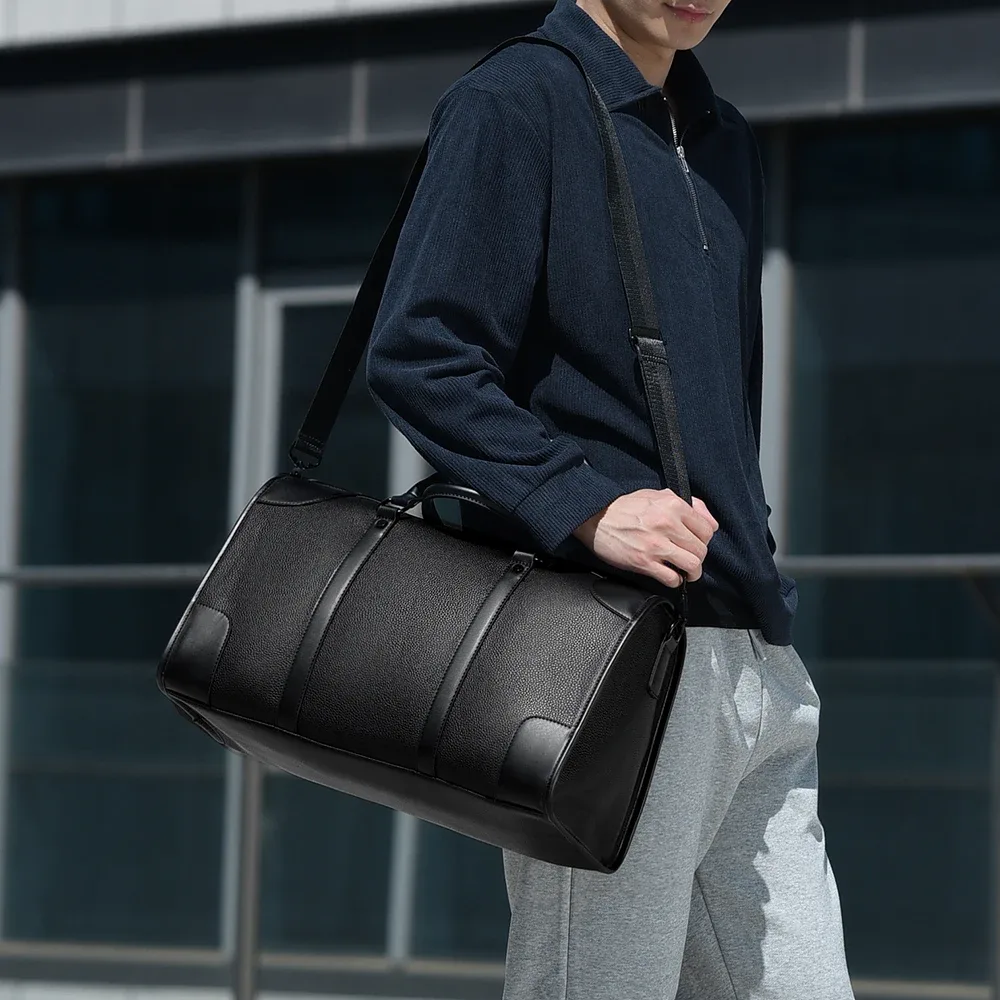 sac fourre-tout de luxe pour hommes, grande capacité, avec compartiment pour ordinateur portable de 15,6 pouces, en matériau pu imperméable, léger, pour les voyages, la salle de sport, l'école