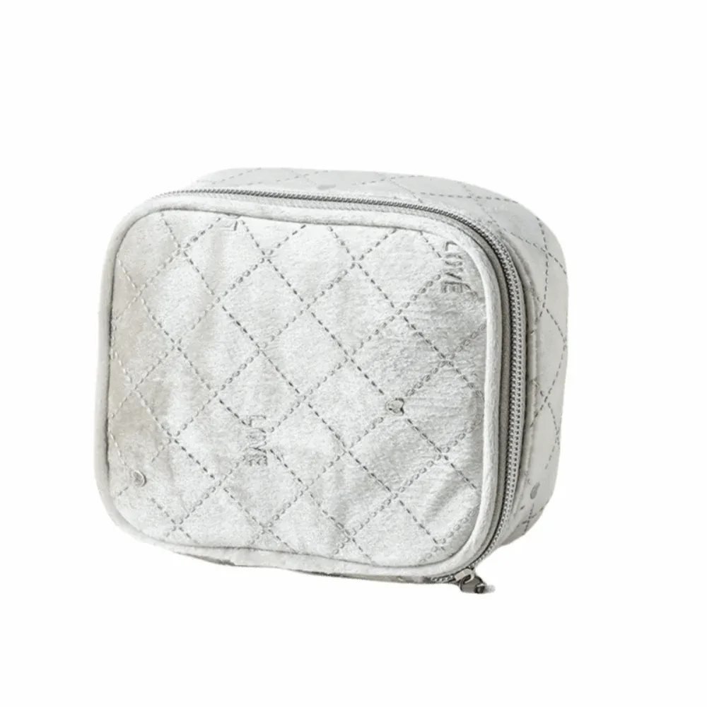 trousse de maquillage en velours mignonne, portable, avec fermeture éclair, sac cosmétique carré compact et simple, mini trousse de maquillage, organisateur de maquillage