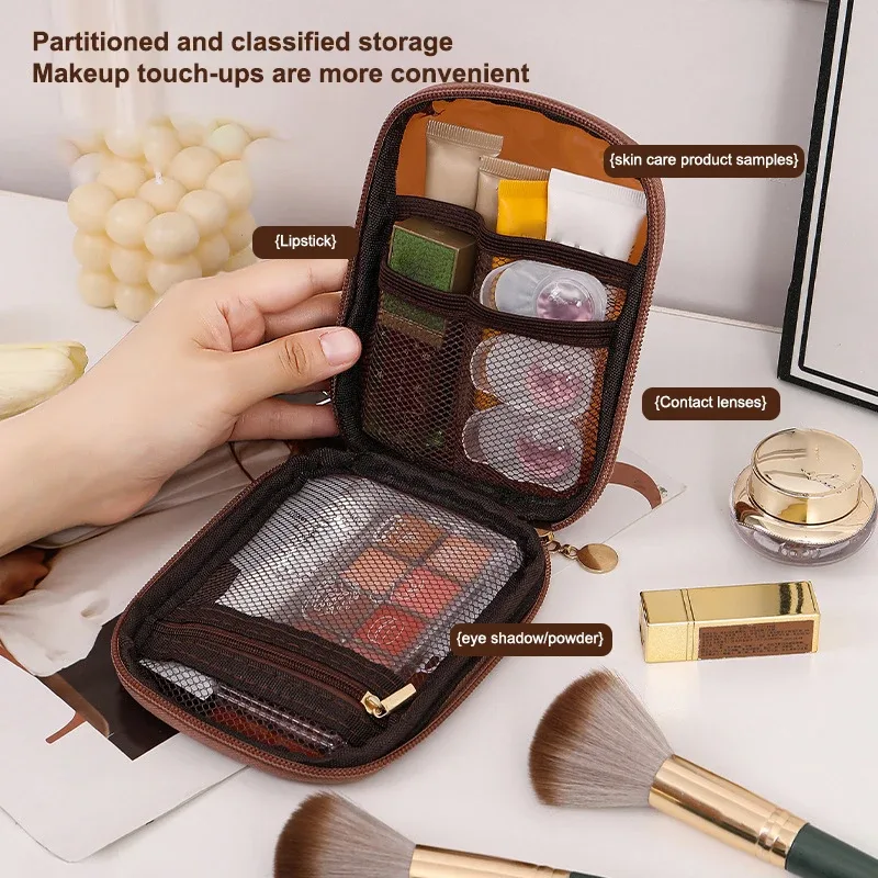 sac de voyage transparent en pvc pour cosmétiques, mini sac portable étanche pour rouges à lèvres, grande ouverture avec fermeture éclair, pochette extérieure