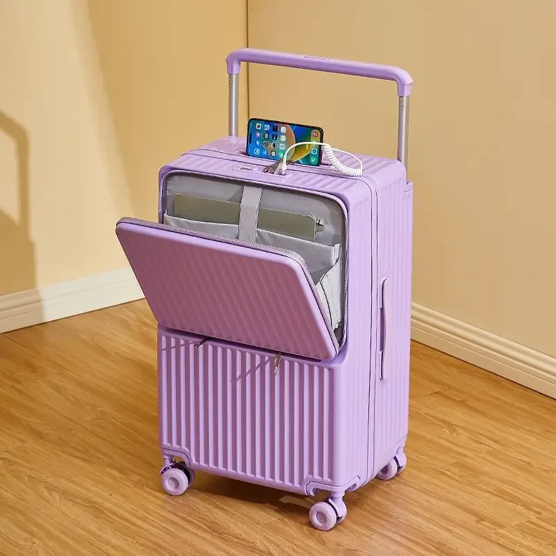 nouveau bagage à biellette large ouverture avant sac pour ordinateur portable valises de voyage multifonctions sac de cabine de 20 pouces boîtier de chariot de grande taille