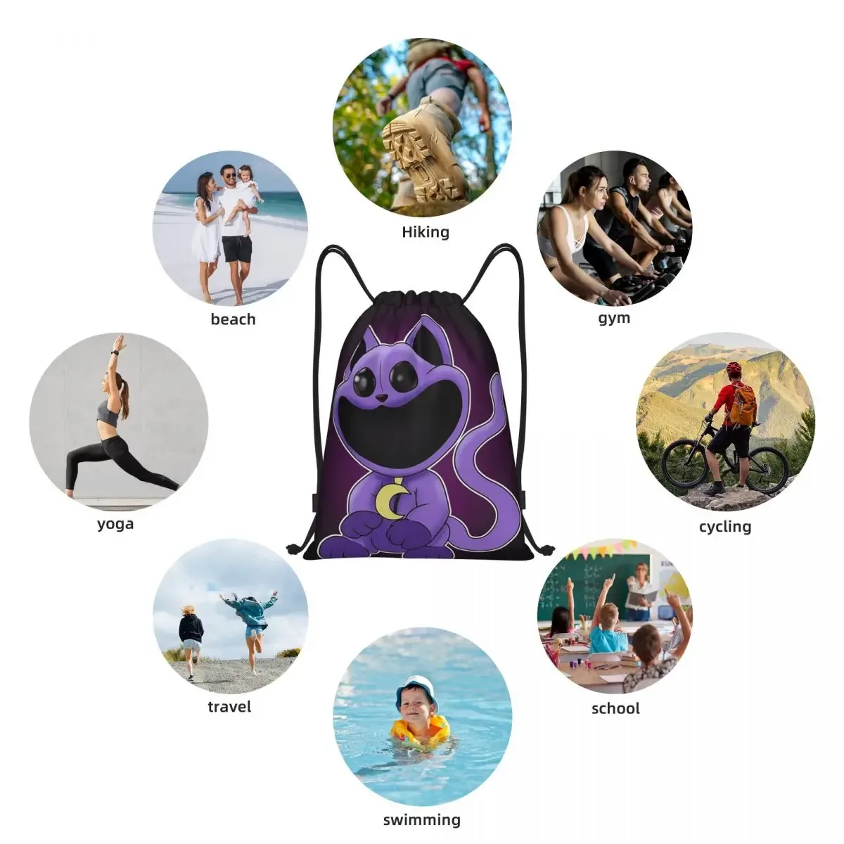 catnap plus sacs à dos décontractés avec cordon de serrage, sacs de sport, sacs à livres pour hommes, femmes et étudiants