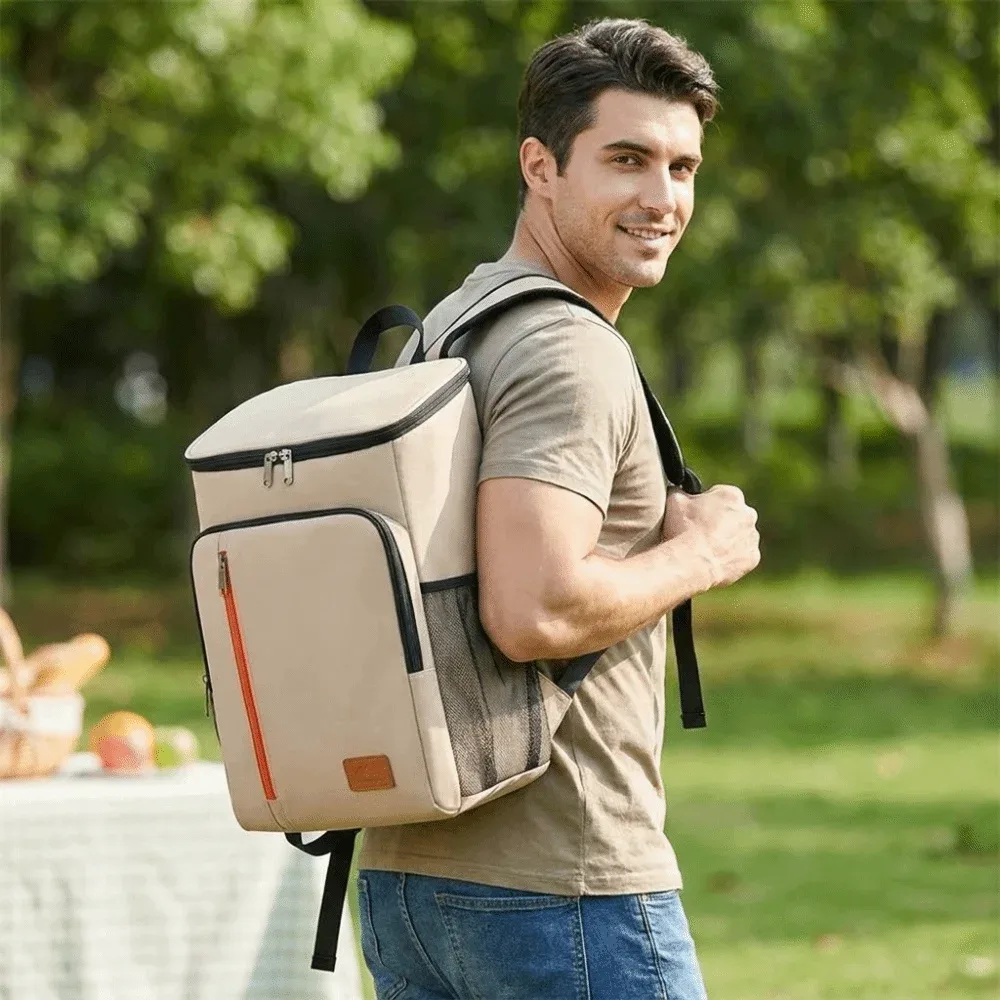 sac à dos isotherme double épaule, épais, portable, pour repas, en tissu oxford, grande capacité, sac isotherme tendance