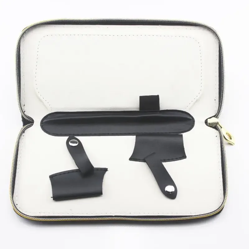 sac de rangement pour ciseaux de coiffure en cuir pu antichoc avec fermeture éclair, pochette portable pour salon de coiffure, accessoire unitaire.