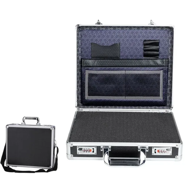 valise pour ordinateur portable avec cadre en aluminium verrouillable - mallette de sécurité portable pour documents - coffre-fort avec serrure à code - étui pour fichiers informatiques