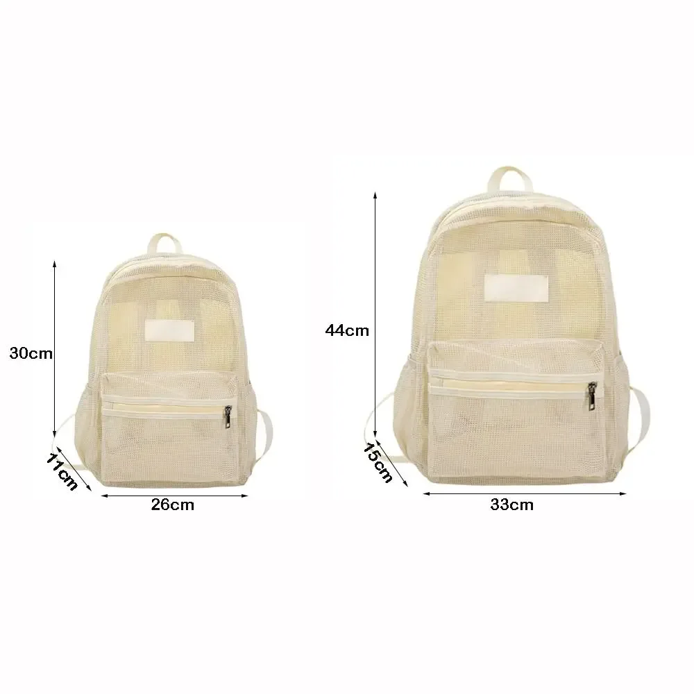 sac à dos en maille respirante, multi-poches, double sangle, sac à dos transparent léger de grande capacité