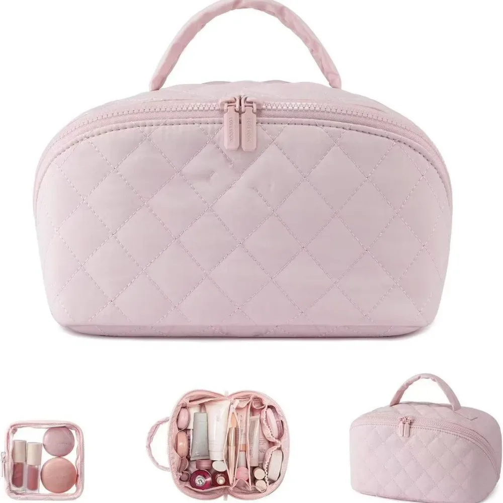 nouvelle trousse de maquillage pour femmes, grande capacité, pliable à plat, légère, portable, trousse de toilette, trousse à cosmétiques, sac de voyage et d'affaires