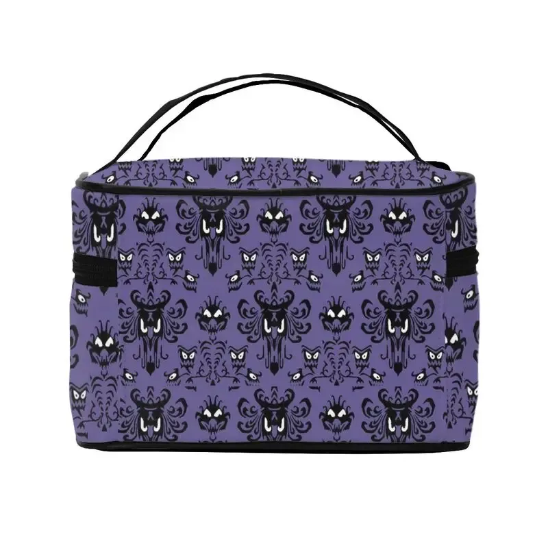 sac de maquillage de grande capacité à motif happy haunted mansion, sacs de toilette portables à fermeture éclair, étuis à cosmétiques, cadeau pour femmes