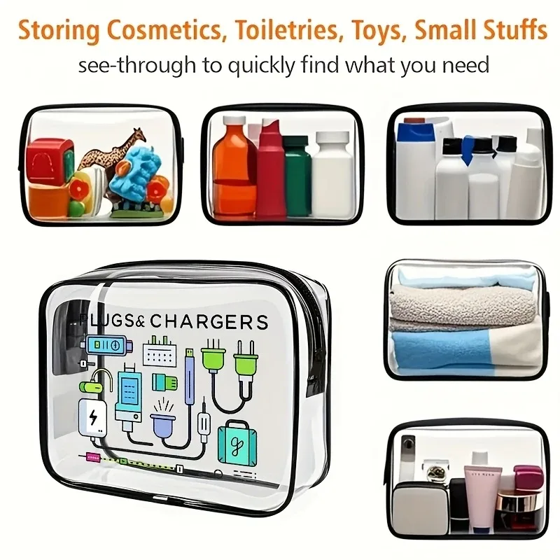 sac à main transparent décontracté, adapté aux hommes et aux femmes, peut être utilisé comme trousse de maquillage, trousse de toilette, sac de rangement et autres petits sacs.