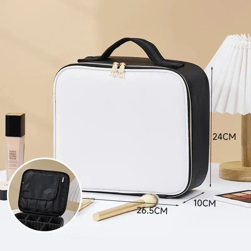 sac à cosmétiques étanche pour femmes, sac de maquillage, valise, boîte de rangement de voyage pour manucure, sac de rangement portable avec séparateurs réglables