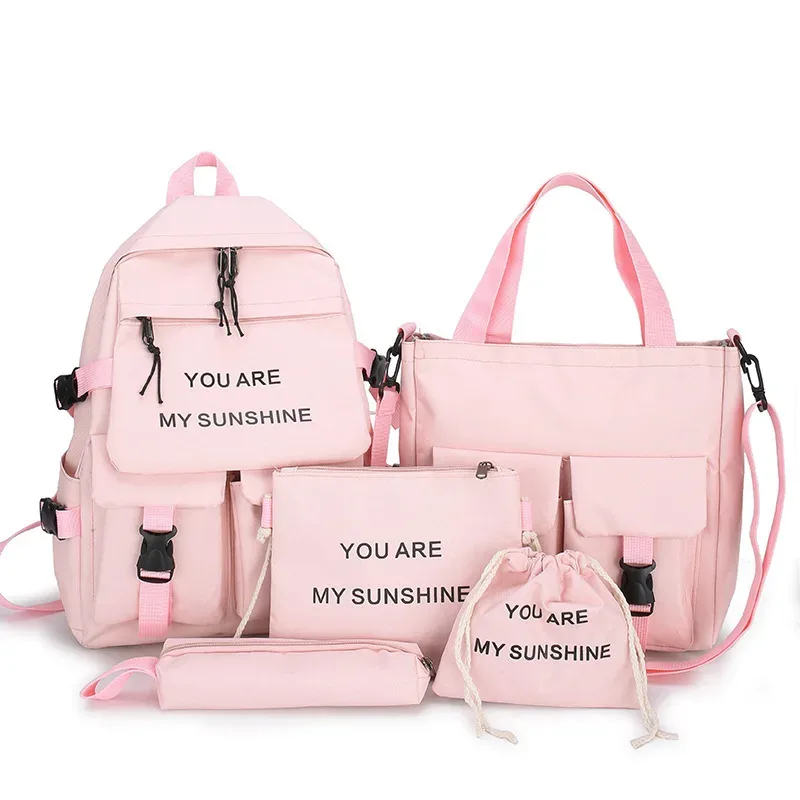 sac à dos d'école kawaii pour enfants, cartable pour femme, sacs d'école pour adolescentes, ensembles de 4 pièces, 138
