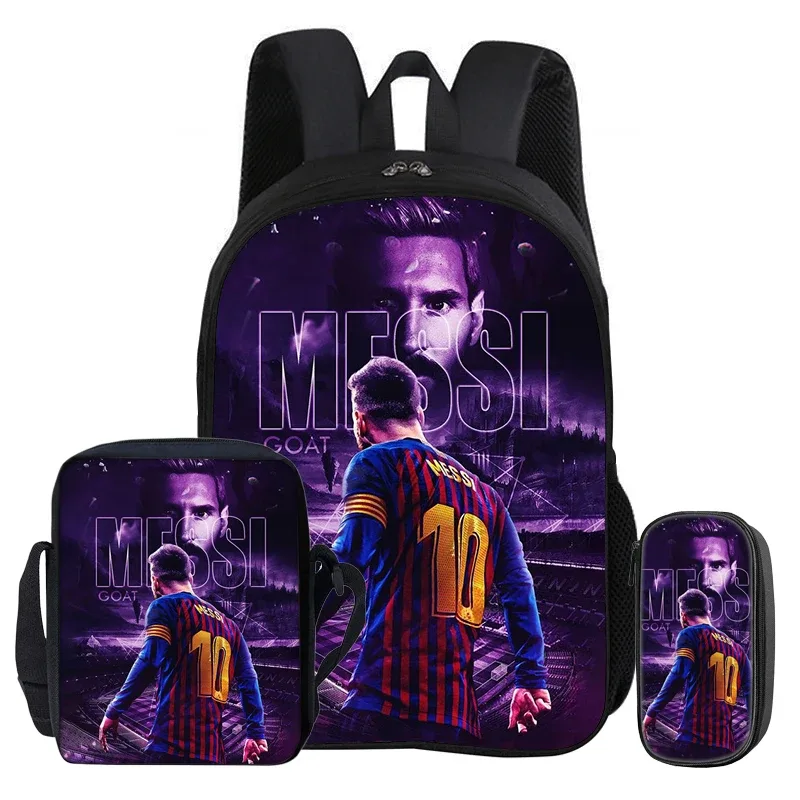 sac à dos pour enfants, ensemble de 3 pièces, sac à dos football star, meilleur cadeau, sac à bandoulière pour étudiants, sacs à crayons, sac à livres m-messis