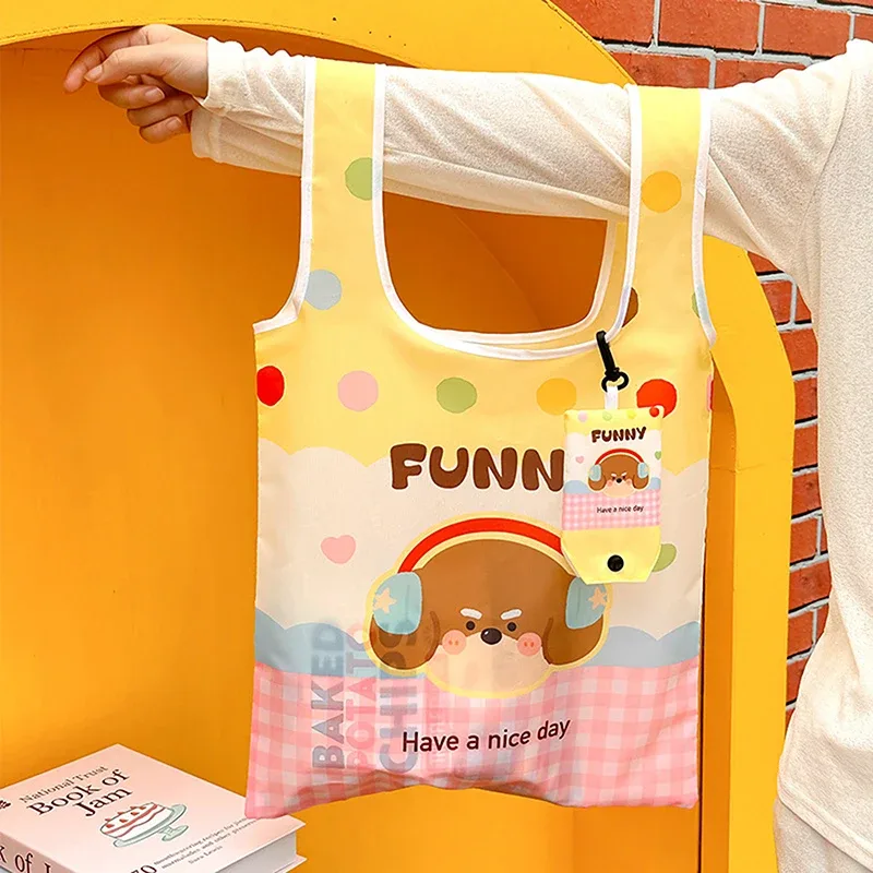sac à main de dessin animé mignon, sac de courses portable réutilisable, fourre-tout pliable, sacs à bandoulière de grande capacité, cadeau pour filles