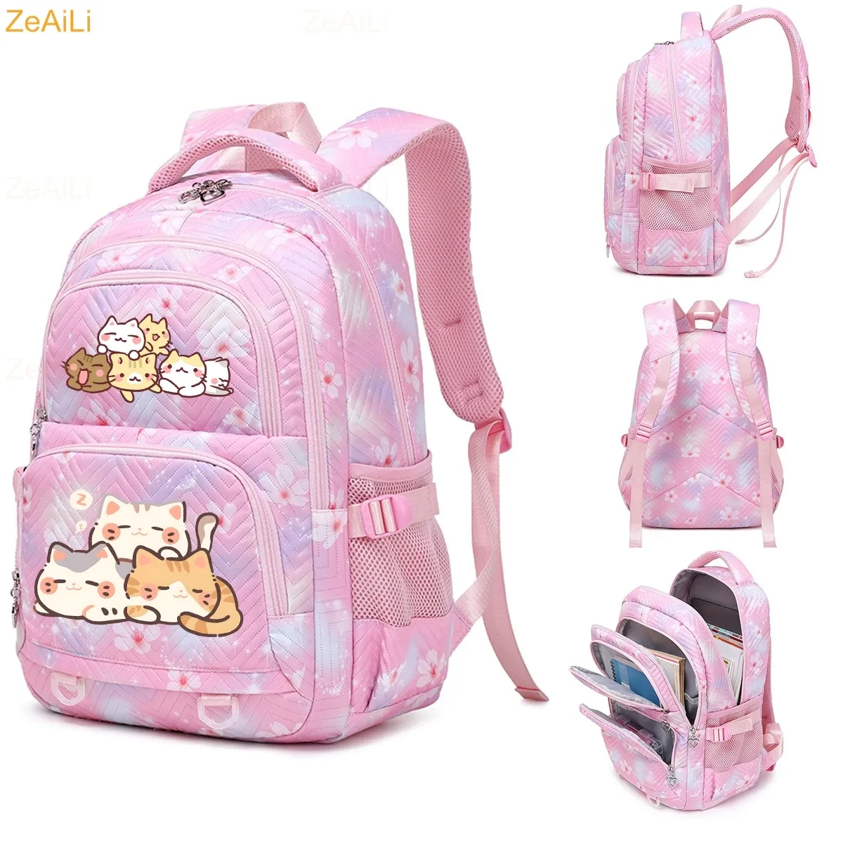 sac à dos imperméable décontracté à thème chat et chien pour femmes, sac de voyage, cartable pour adolescentes, sac à livres, mochila