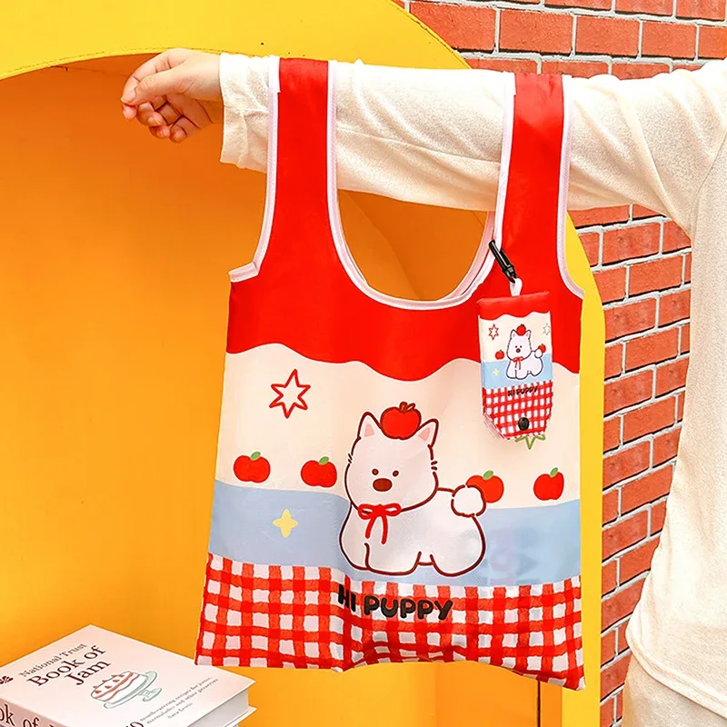 sac fascinant avec image de dessin animé ludique, pliable et réutilisé, grand espace pour le shopping, sacs à bandoulière comme cadeau pour filles