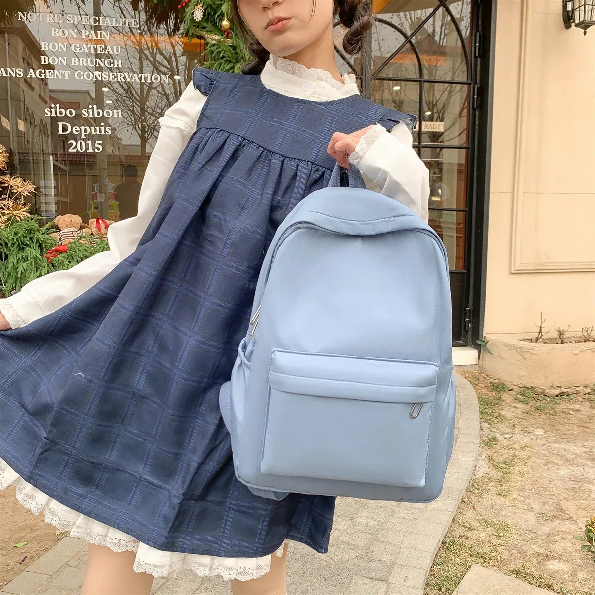 sac à dos décontracté de grande capacité, style ins, mode filles, couleur unie, bonbons, simple, étudiant