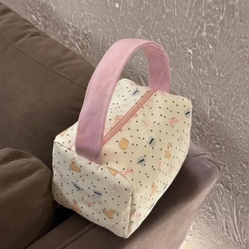 sac fourre-tout ours mignon de dessin animé grande capacité, trousse de maquillage, sac de rangement pour les déplacements et les voyages, organisateur de toilette, cadeaux