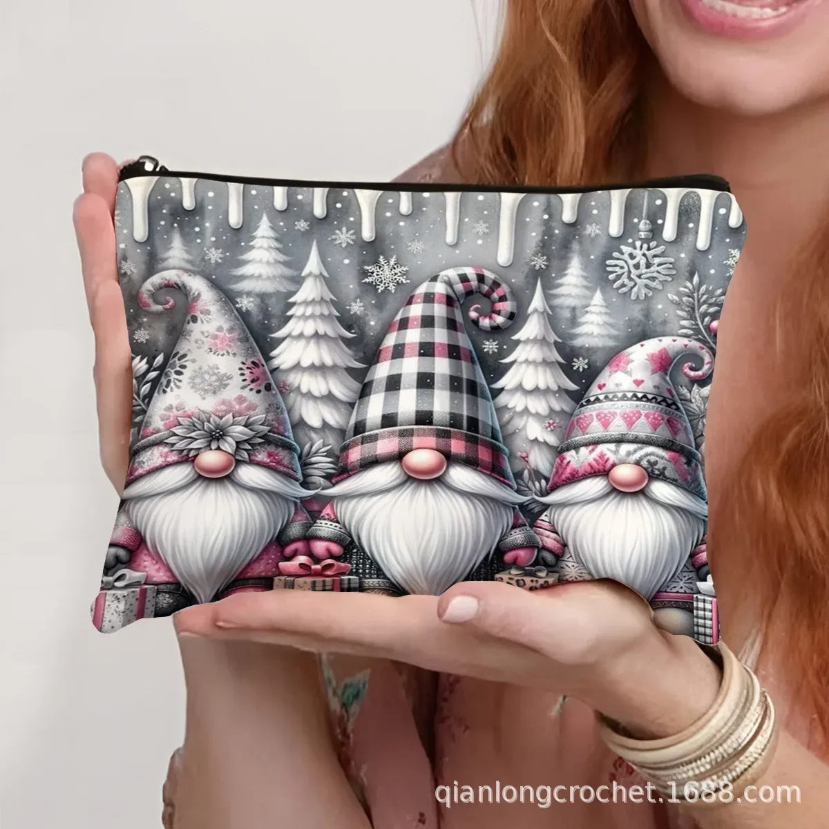sacs de maquillage tendance de noël, étuis à crayons imprimés bonhomme de neige et sacs de rangement pouvant être personnalisés pochette de maquillage, offre spéciale